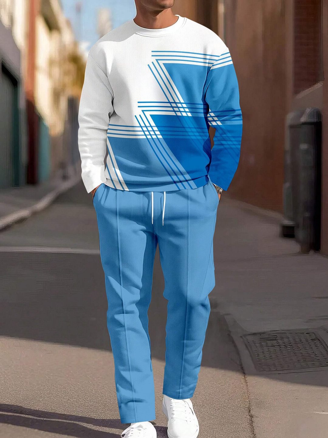 Ensemble Jogging Homme 2 Pièces - Sweat Col Rond et Pantalon Imprimé