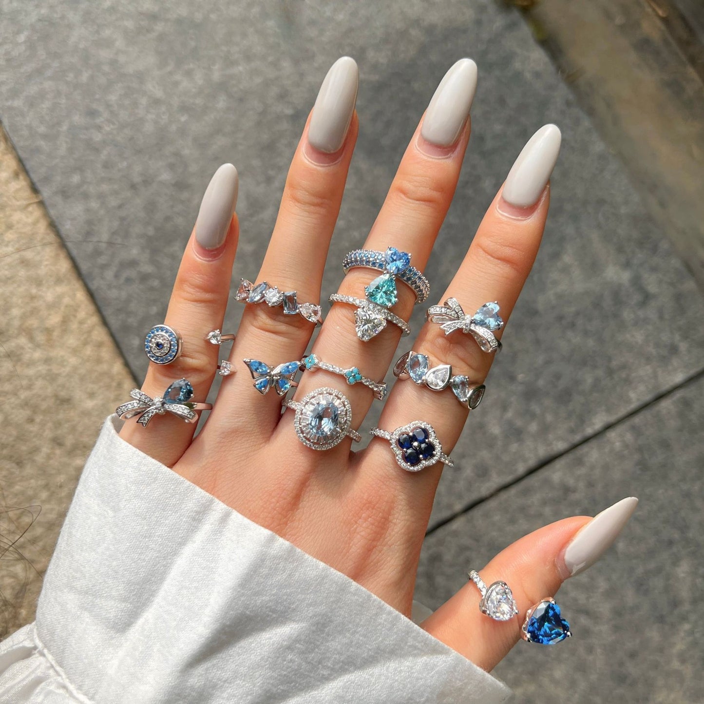 Bague Argent 925 Femme Zircon Bleu Océan - Sterling Silver Élégante Mode