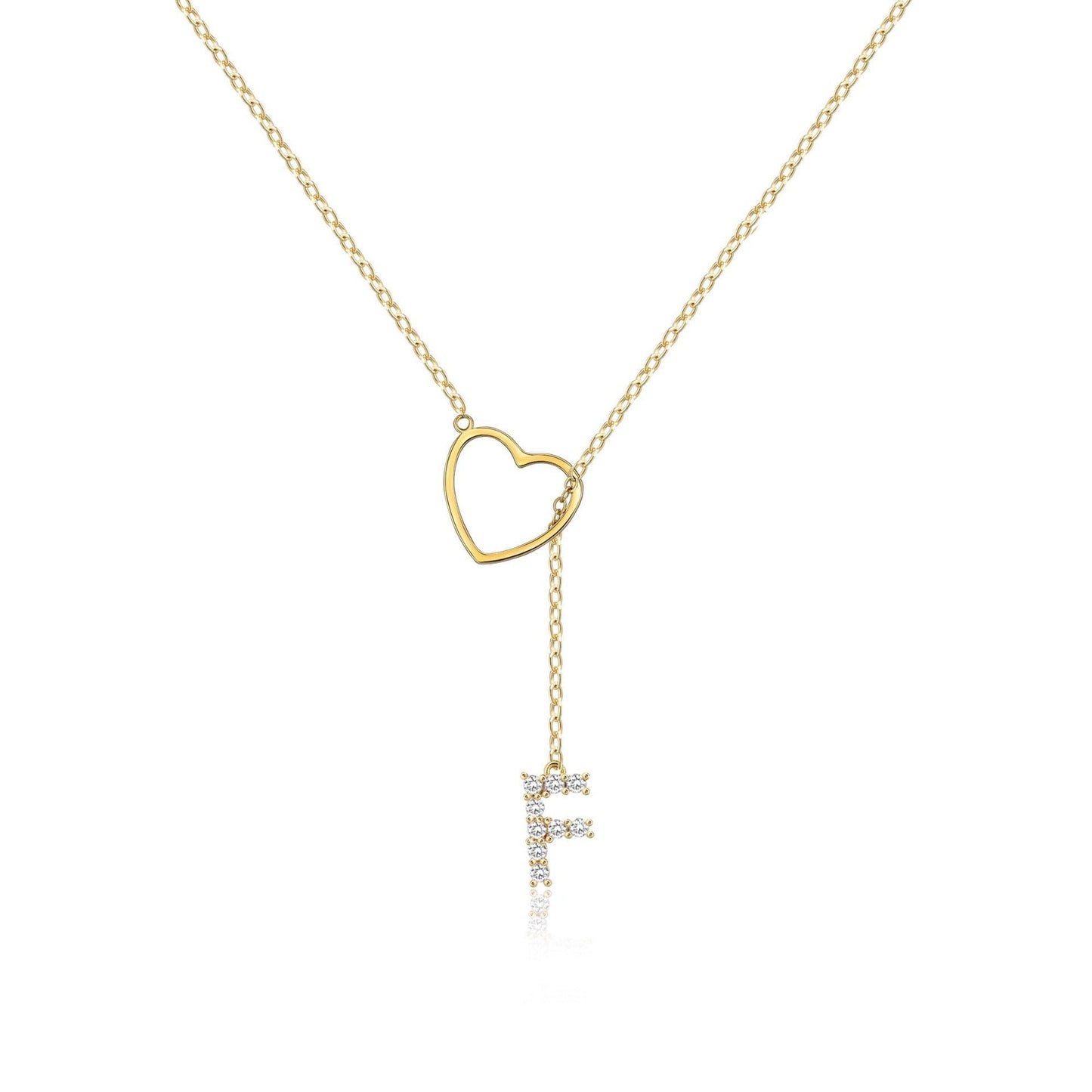 Glamourous Initial Pendant Gold Zircon - 26 English Letters