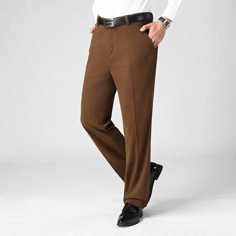 Pantalon Velours Côtelé Homme Automne-Hiver - Taille Haute Confort Senior 50 ans+
