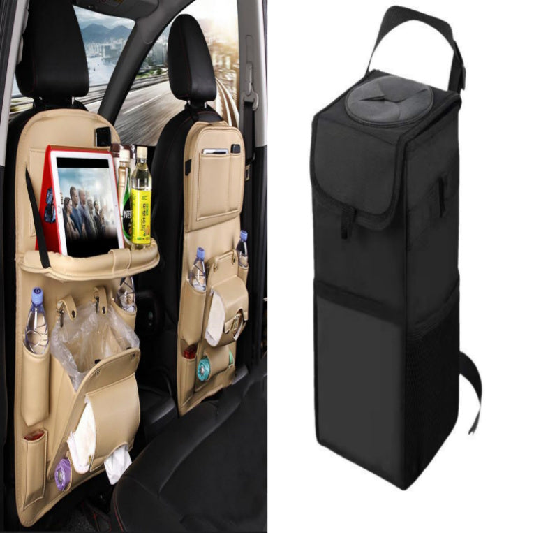 Multifunctional PU Leather Car Storage Bag - Waterproof Backseat Organizer