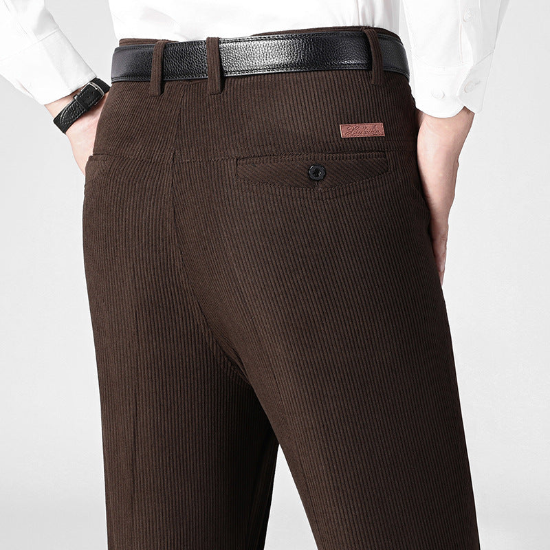 Pantalon Velours Côtelé Homme Automne-Hiver - Taille Haute Confort Senior 50 ans+