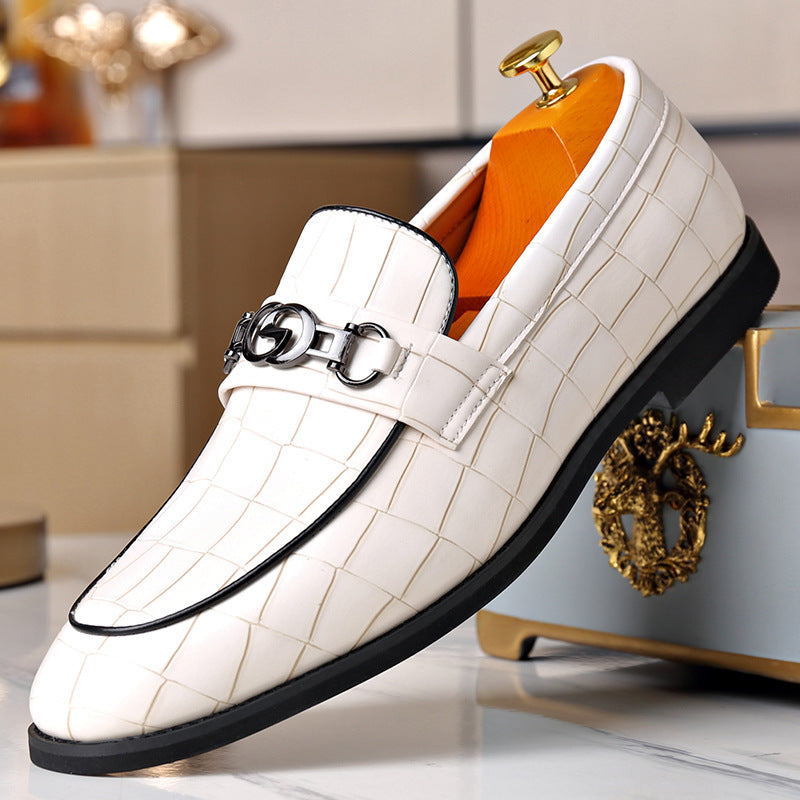 Men's Leather Shoes with Metallic Bits - Business Casual Style