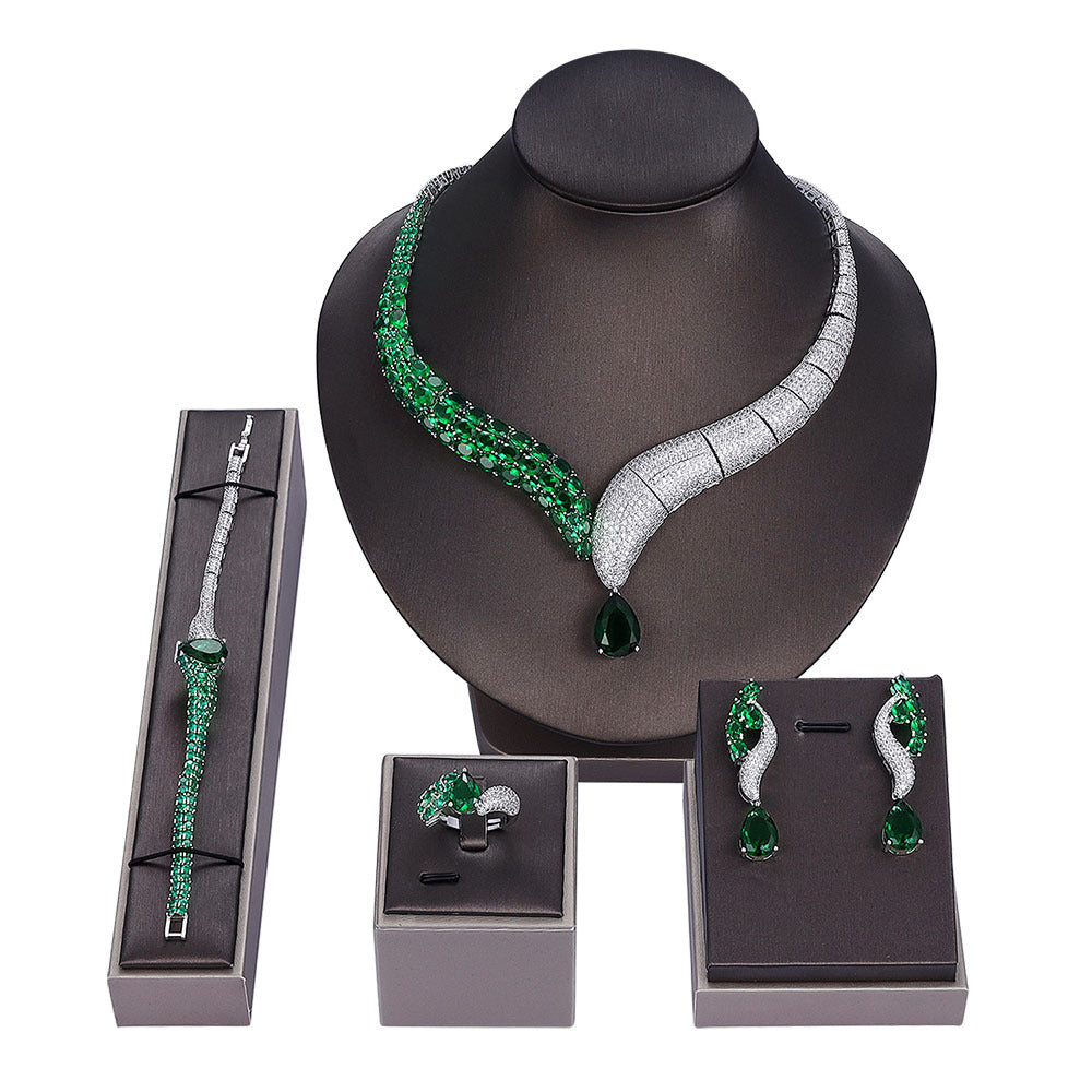 4 Piece Jewelry Set - Necklace Earrings Ring Bracelet