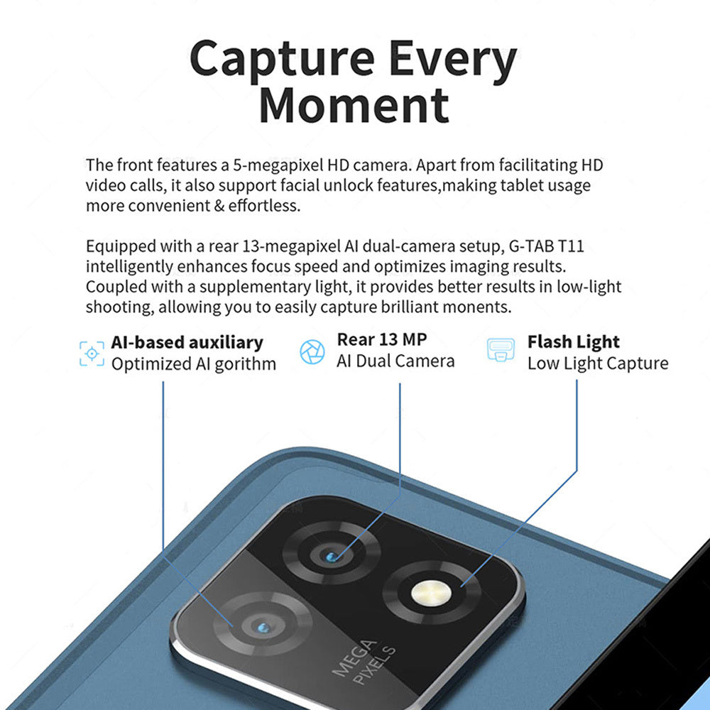 G-Tab T11 Android 14 Tablet - 10.1" 8GB RAM 128GB Dual 4G WiFi 5GHz