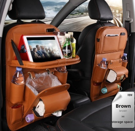 Multifunctional PU Leather Car Storage Bag - Waterproof Backseat Organizer