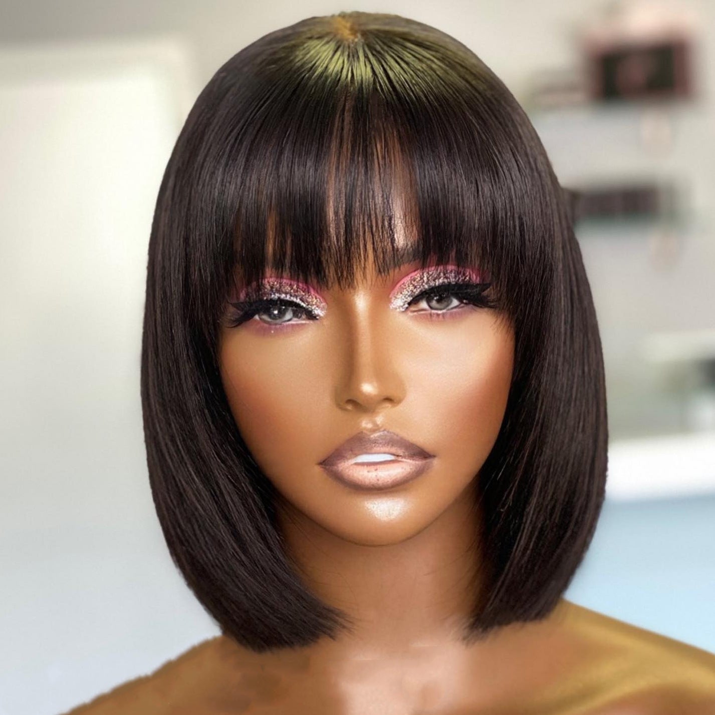 Bob Wig, Human Hair, Lace Front, 10 Inches