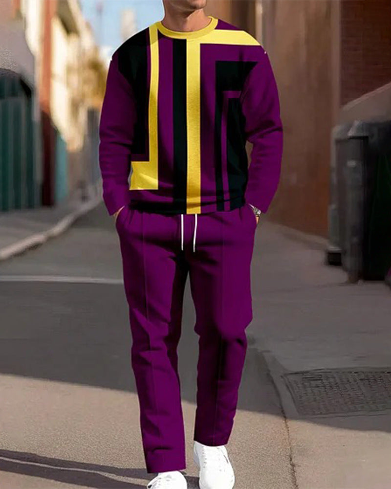 Ensemble Jogging Homme 2 Pièces - Sweat Col Rond et Pantalon Imprimé