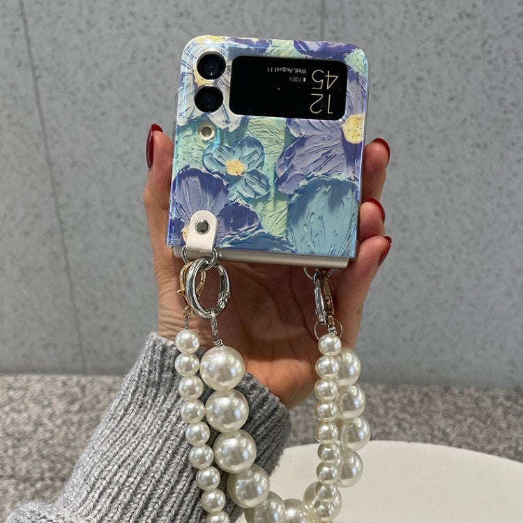 Silicone Phone Case with Oil Painting Flowers - Foldable Stand