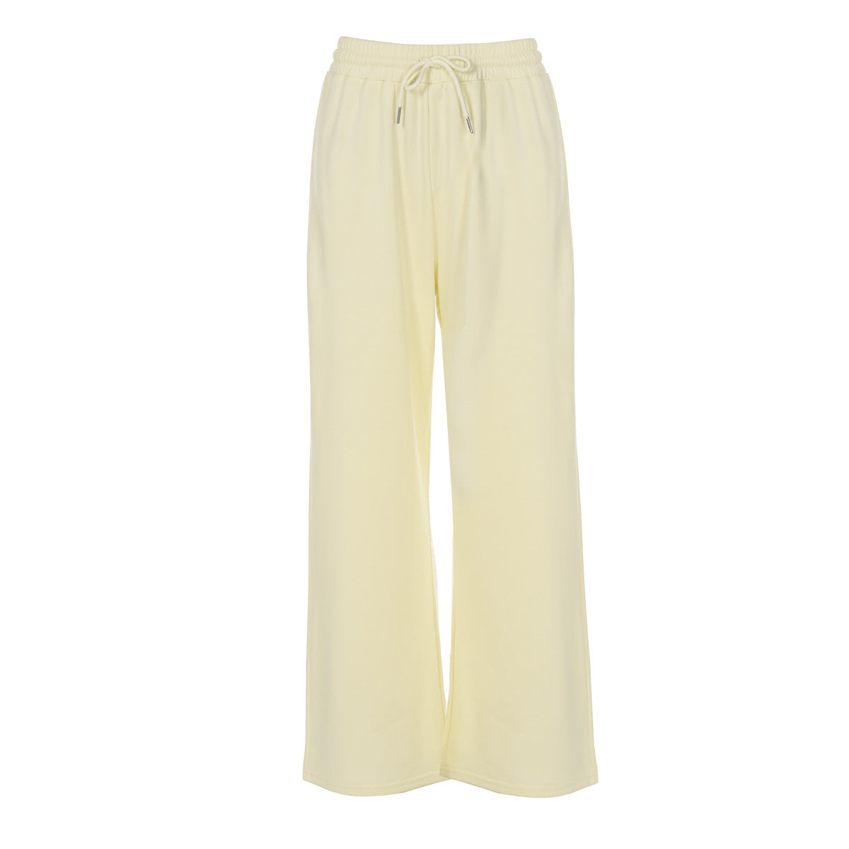 Pantalón casual de talle alto para mujer con cordón ajustable - Cómodo pantalón elástico de pierna ancha