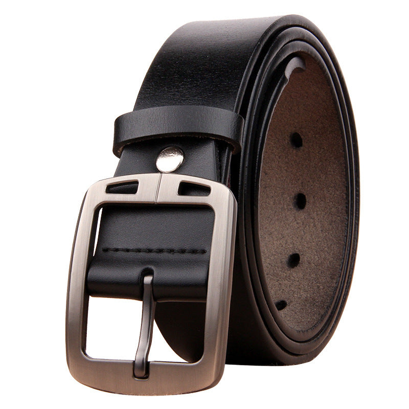 Men's Genuine Leather Belt - Retro Style with Tang Buckle