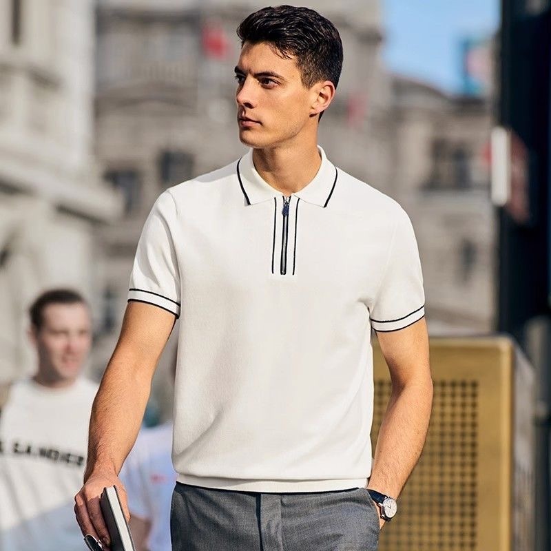 Polo Homme Casual Zip Fashion - Coton Manches Courtes Été