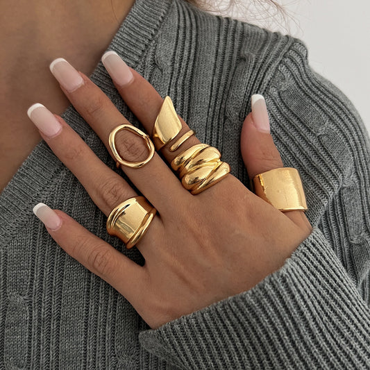 Anillo abierto geométrico irregular - Estilo moderno