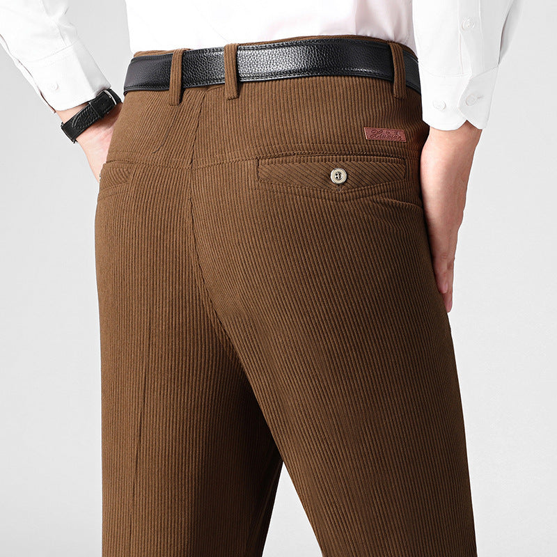 Pantalon Velours Côtelé Homme Automne-Hiver - Taille Haute Confort Senior 50 ans+