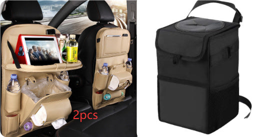 Multifunctional PU Leather Car Storage Bag - Waterproof Backseat Organizer