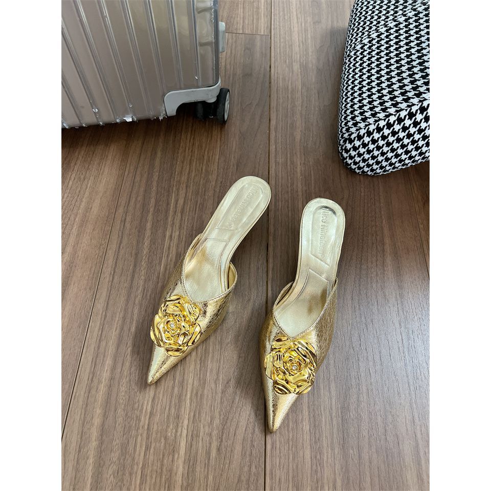 Chaussures à Talons Hauts Femme 2025 - Escarpins Pointus Métalliques Style Européen