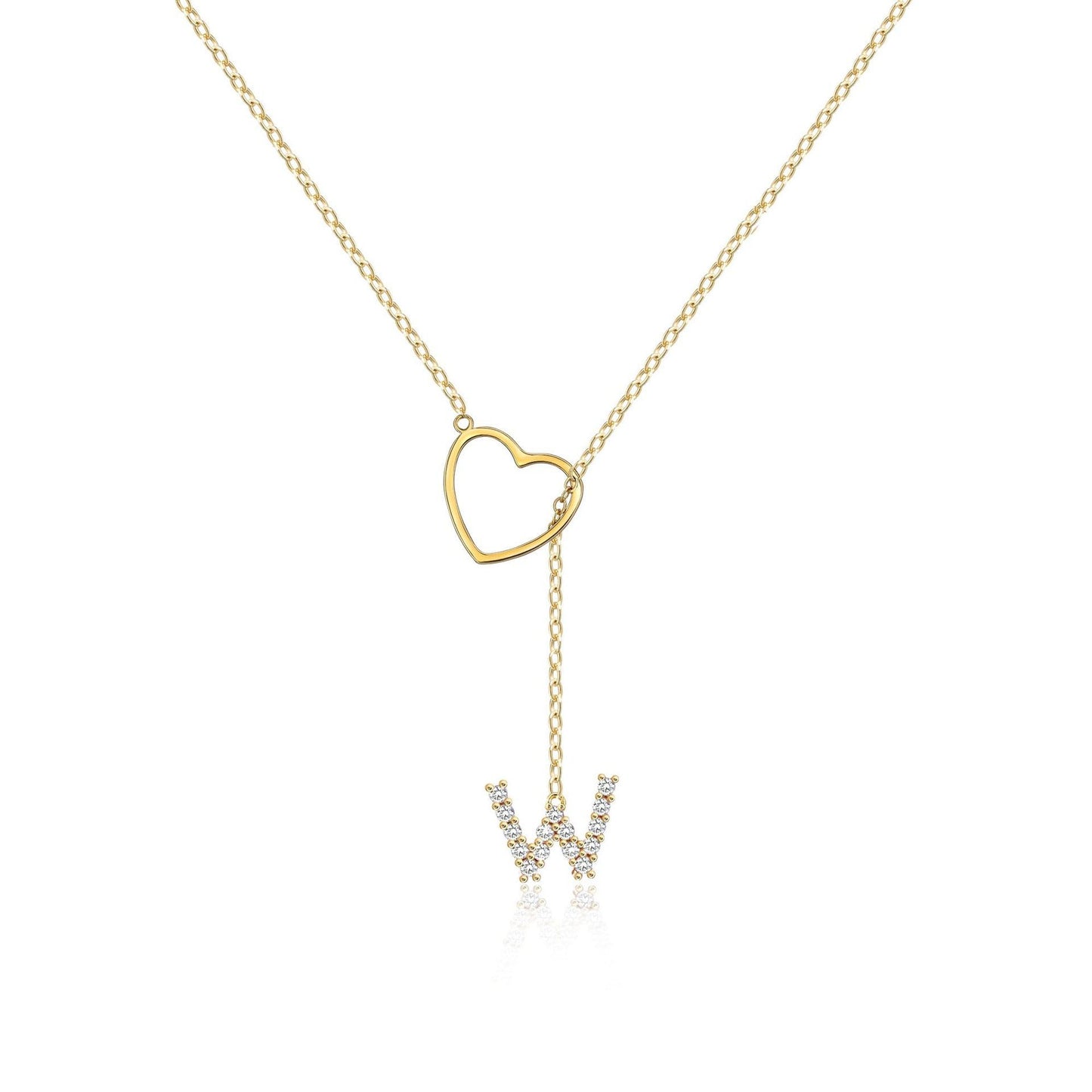 Glamourous Initial Pendant Gold Zircon - 26 English Letters