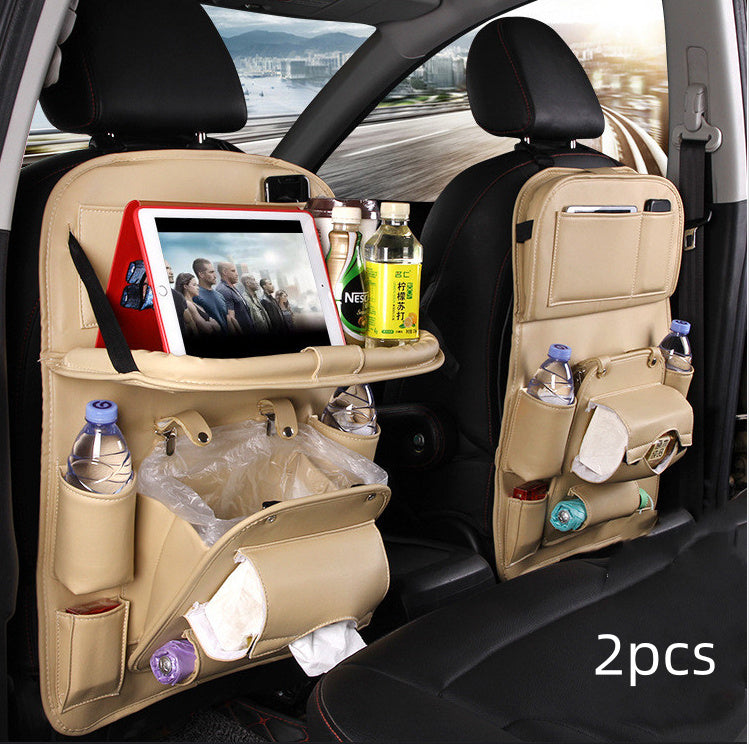 Multifunctional PU Leather Car Storage Bag - Waterproof Backseat Organizer