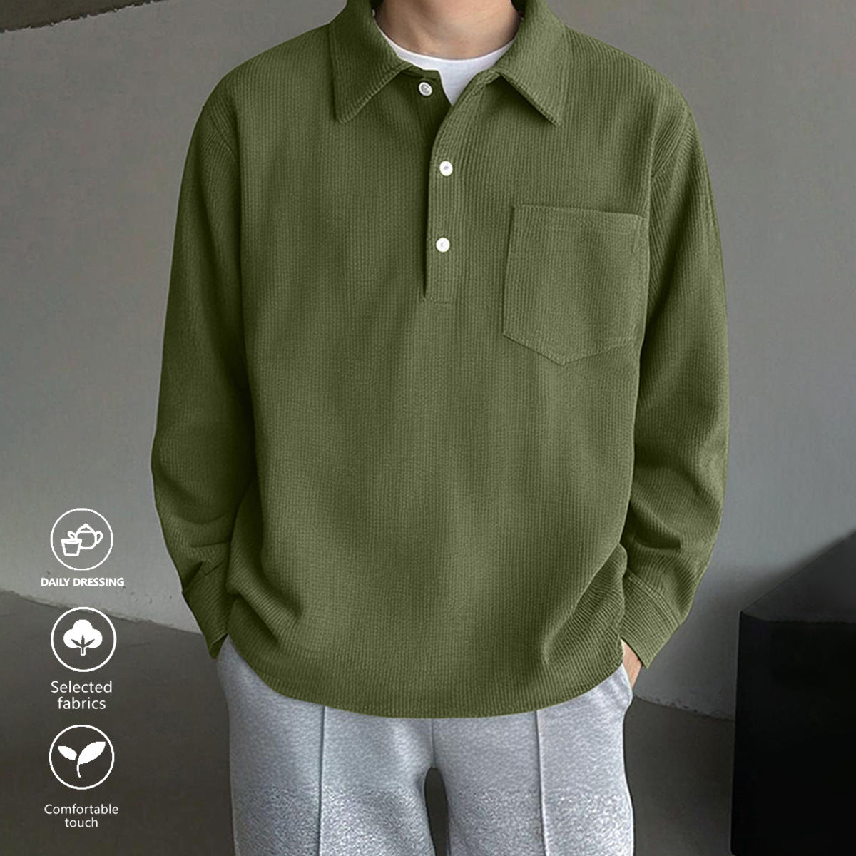 T-shirt Homme Casual Rétro Américain - Polyester Loose Fit