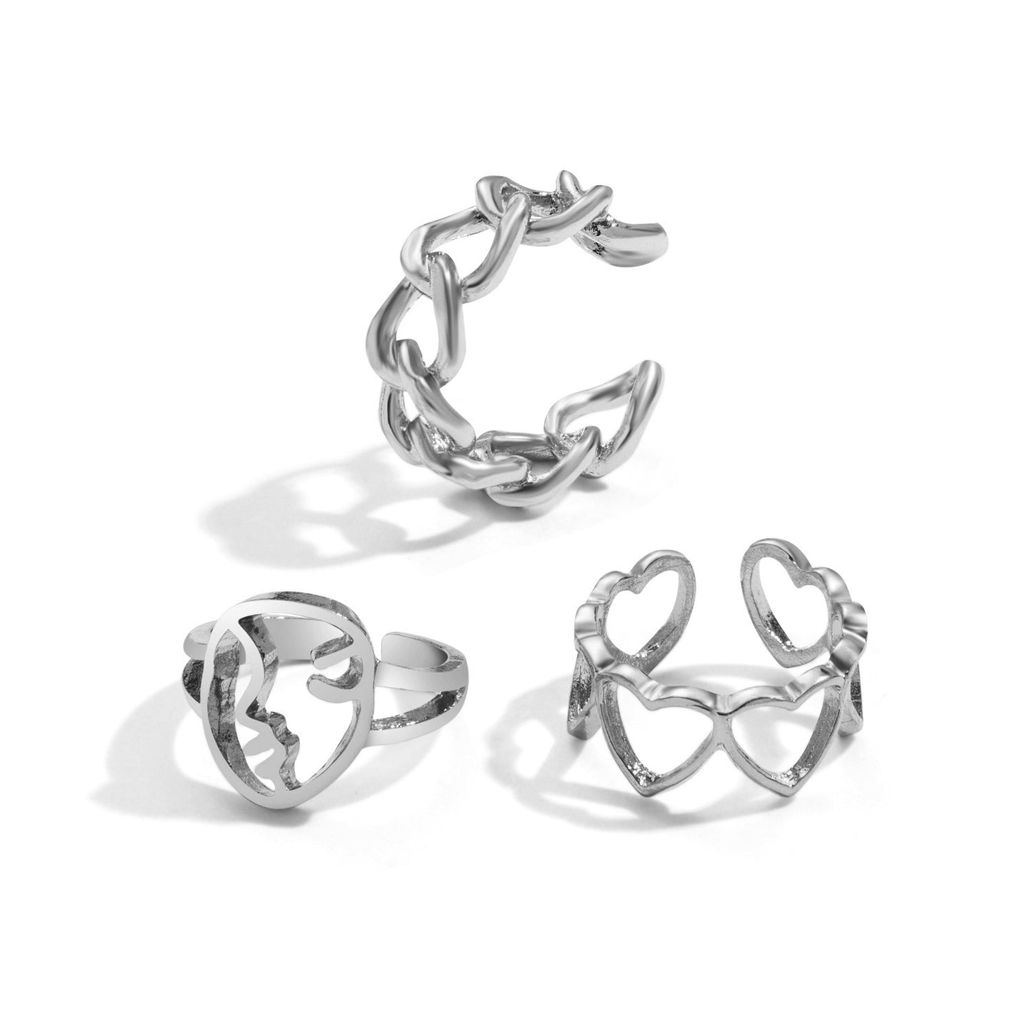 Set de Bagues Géométriques en Alliage - Style Bohème Rétro