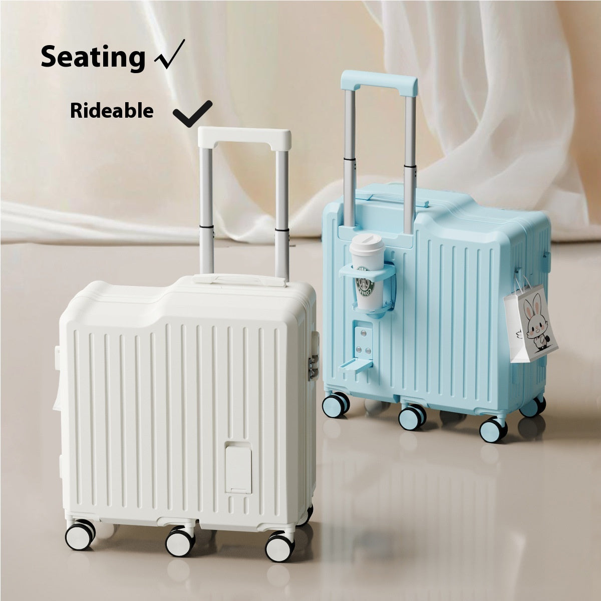 22 Inch Trolley Suitcase - Modern Design with Integrated Seat ABS PC