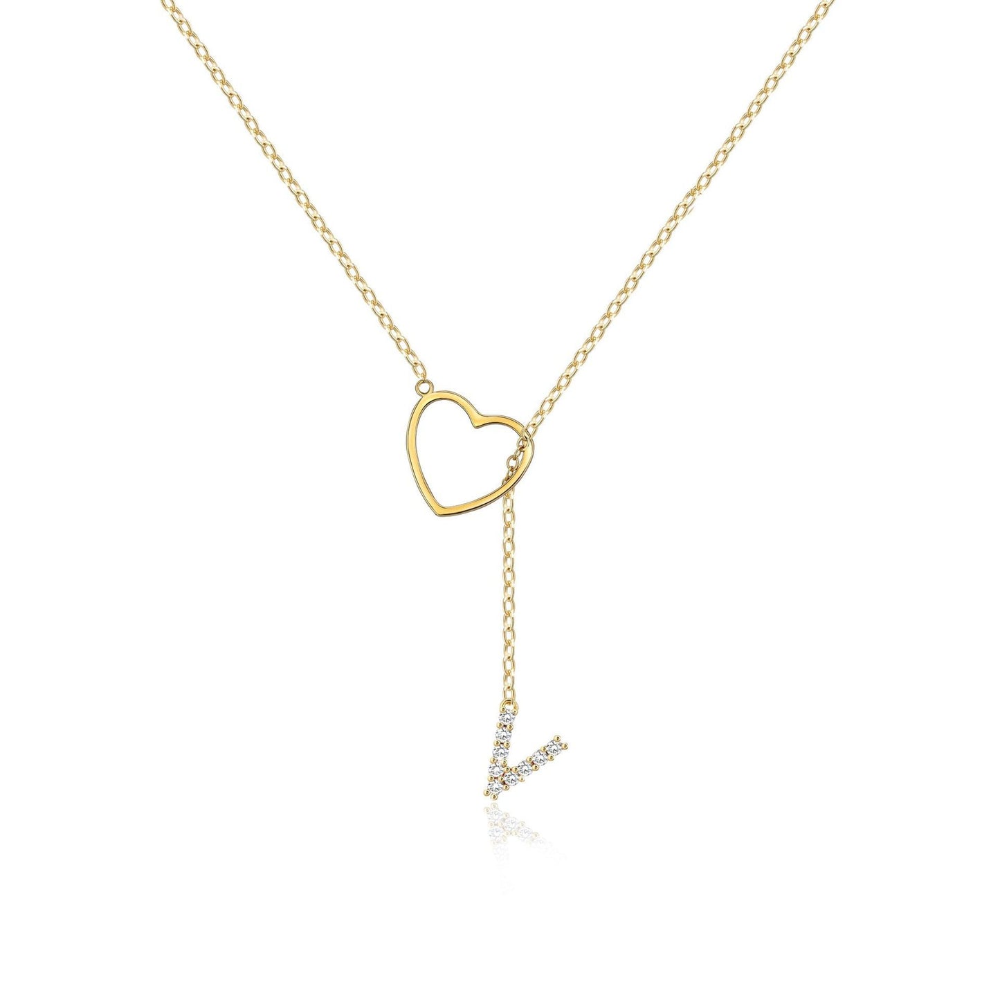 Glamourous Initial Pendant Gold Zircon - 26 English Letters