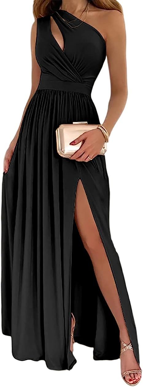 Robe Cocktail Femme Longue Épaule Dénudée - Élégante Sexy Fendue