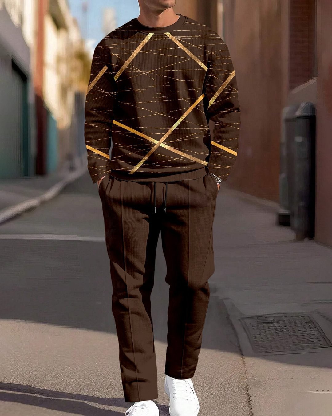 Ensemble Jogging Homme 2 Pièces - Sweat Col Rond et Pantalon Imprimé