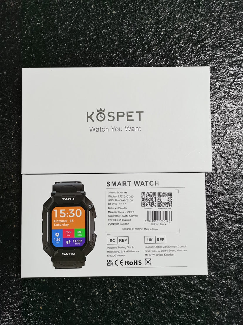Outdoor Waterproof Smartwatch 5ATM IP69K - Bluetooth Sport