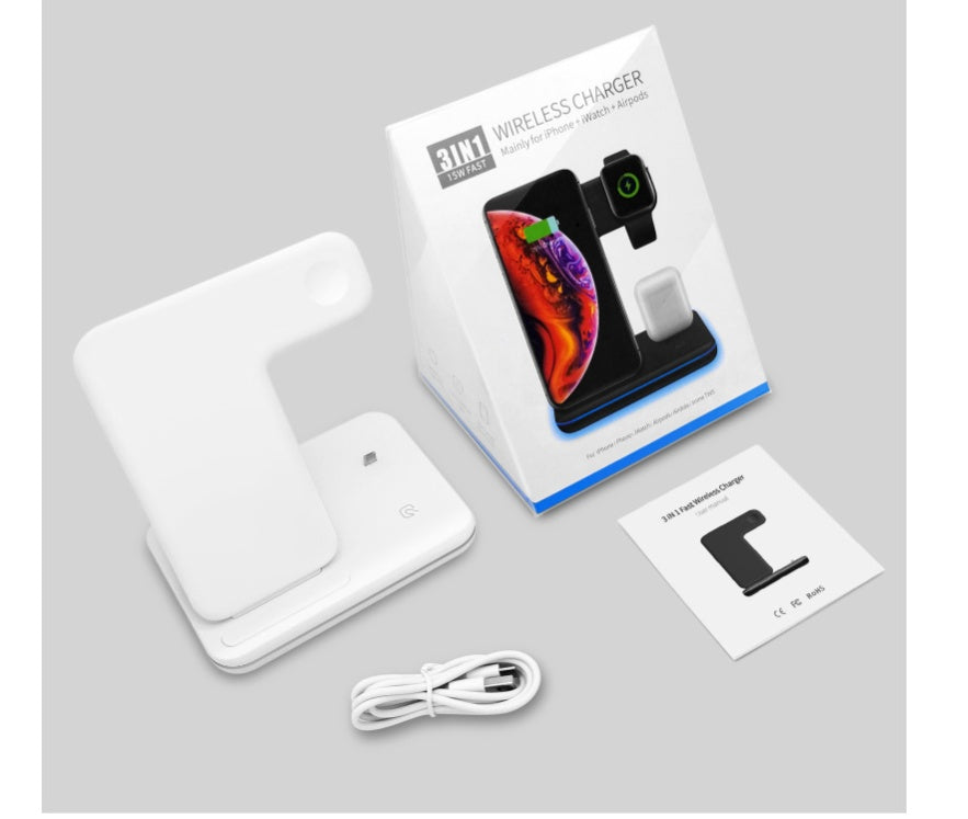 Chargeur Sans Fil 3 en 1 - iPhone, Apple Watch, AirPods