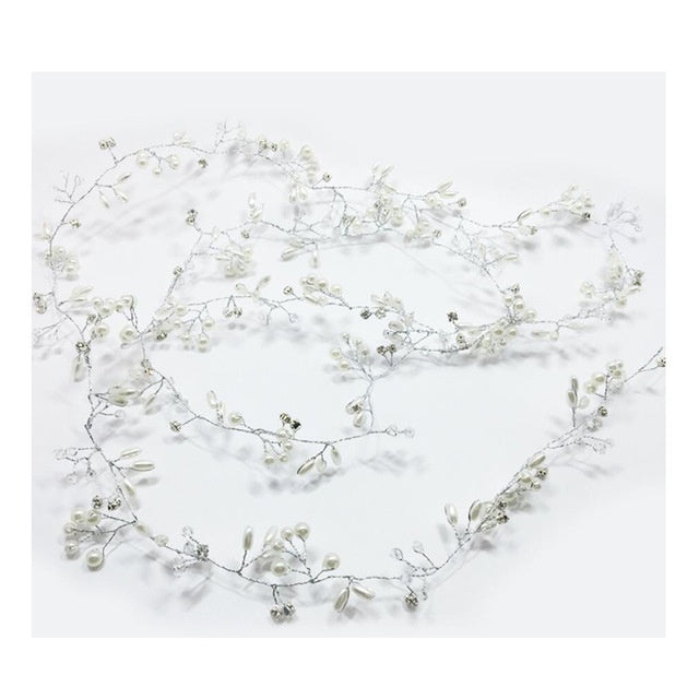 Accessoires Cheveux Mariage Perles Cristal - Bandeau Long Mariée