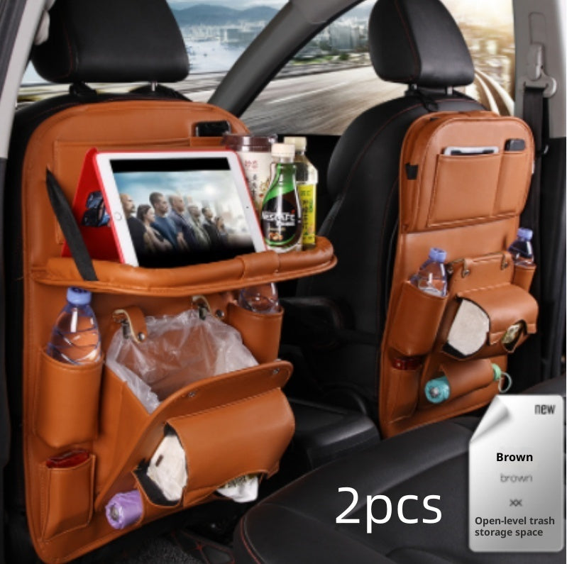 Multifunctional PU Leather Car Storage Bag - Waterproof Backseat Organizer