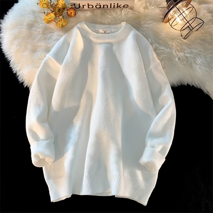 Pull Homme Col Rond Loose Fit - Sweater Simple Printemps Automne