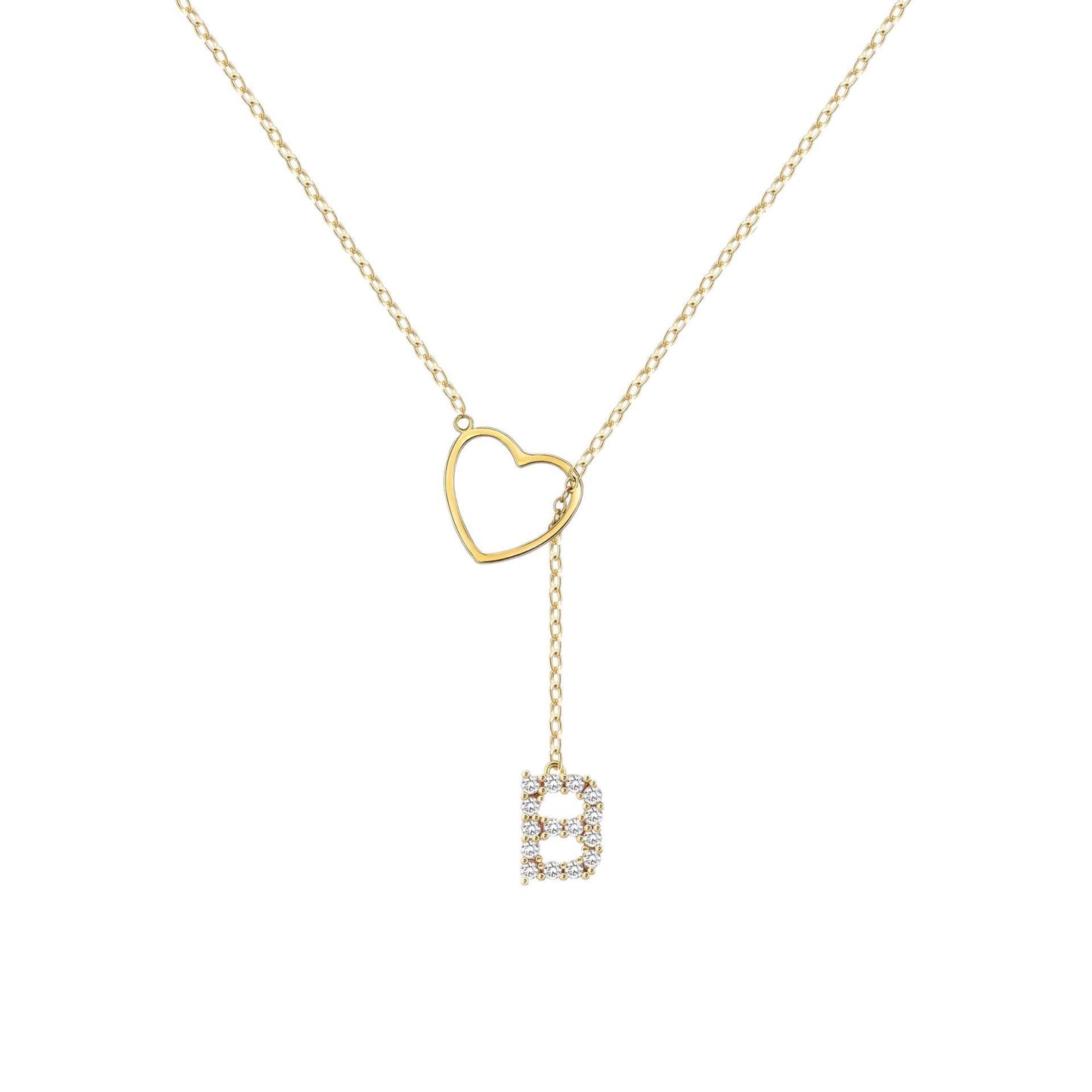 Glamourous Initial Pendant Gold Zircon - 26 English Letters