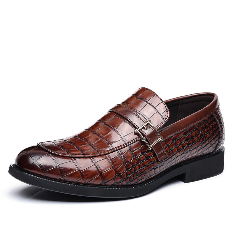 Crocodile Pattern Leather Men's Shoes - Elegant Business