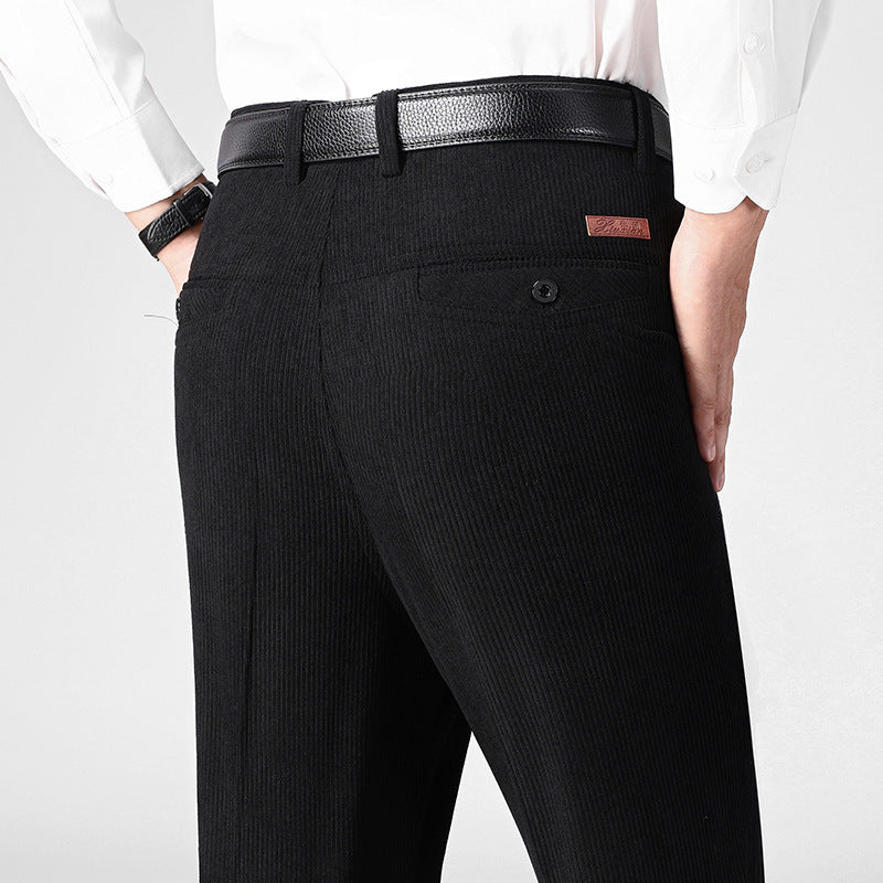 Pantalon Velours Côtelé Homme Automne-Hiver - Taille Haute Confort Senior 50 ans+