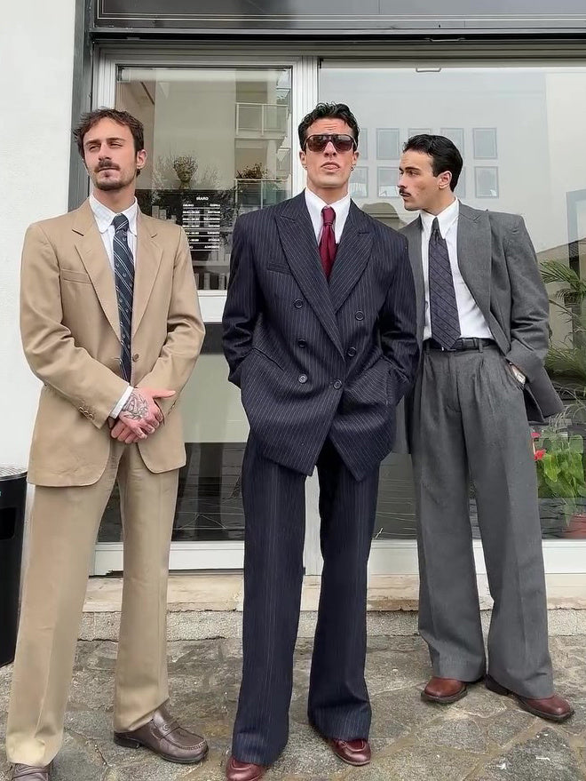 Costume Homme Rayures Diplomatiques Double Boutonnage - Élégance Classique