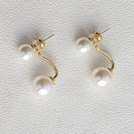 Pendientes geométricos de perla plateada de 15 g - Cobre galvanizado