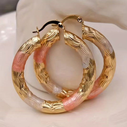 Pendientes de cobre galvanizado de 24 g - Diseños geométricos tricolores
