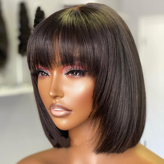 Bob Wig, Human Hair, Lace Front, 10 Inches