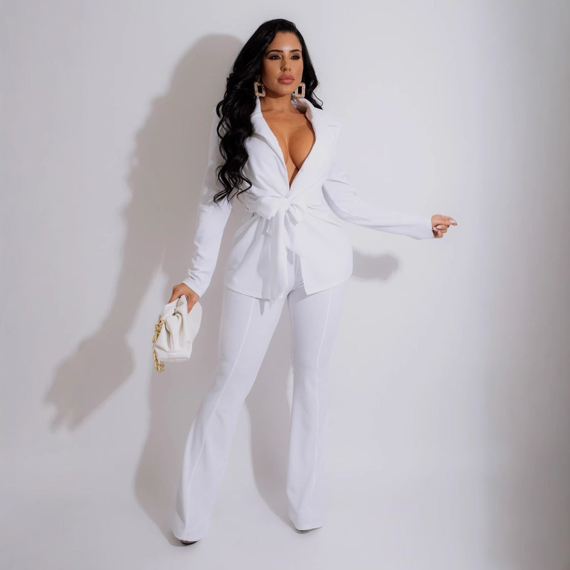 Ensemble Femme 2 Pièces Col V Uni - Style Européen Fashion