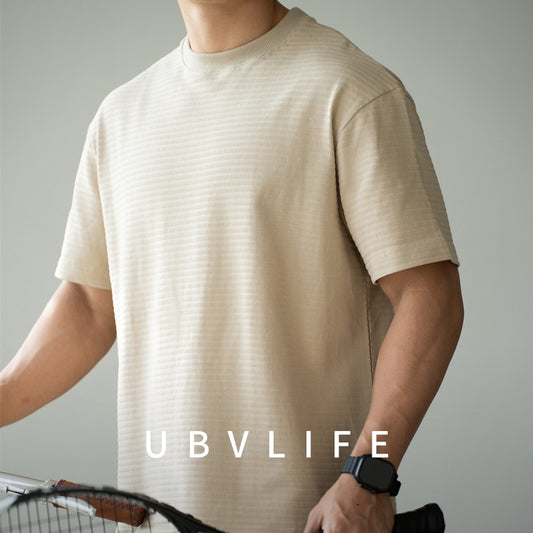 Men's Raglan Sleeve Striped Anti-Wrinkle T-Shirt - Breathable