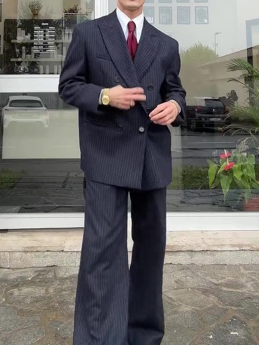 Costume Homme Rayures Diplomatiques Double Boutonnage - Élégance Classique