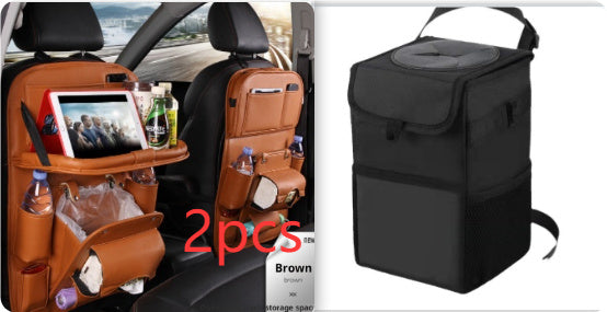 Multifunctional PU Leather Car Storage Bag - Waterproof Backseat Organizer