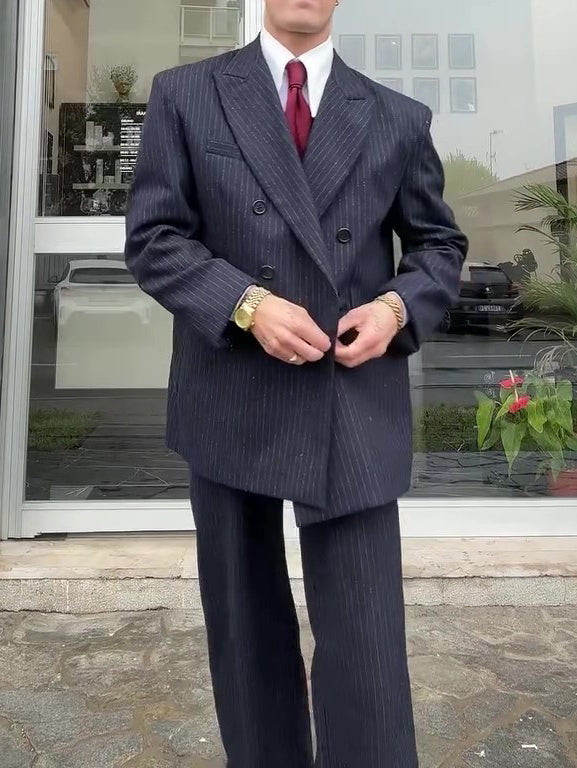 Costume Homme Rayures Diplomatiques Double Boutonnage - Élégance Classique