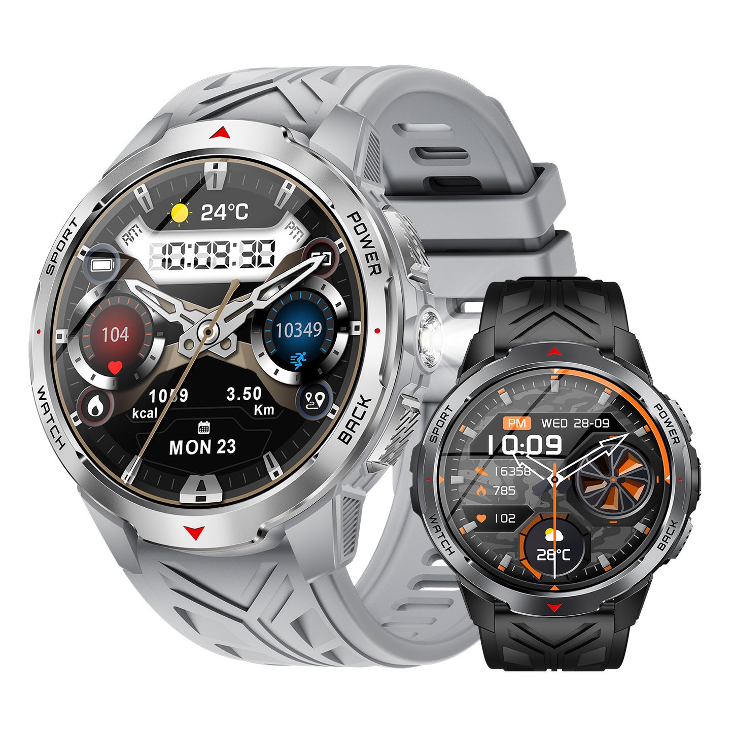 Montre Connectée Sport Boussole Lampe - Appels Bluetooth Grande Batterie