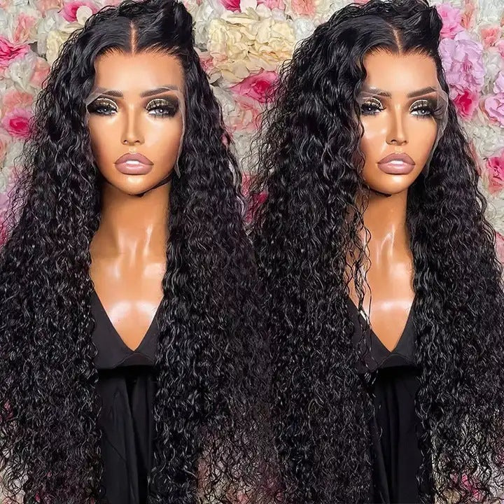 Lace Front Human Hair Wig, Water Wave 13x4 - 100% Natural
