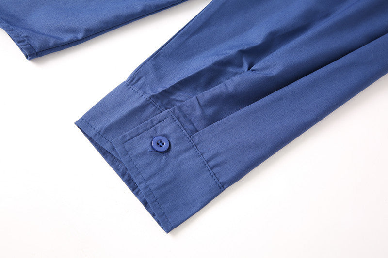 Chemise Homme Col Montant Bleu - Style Décontracté Business Casual Adolescent