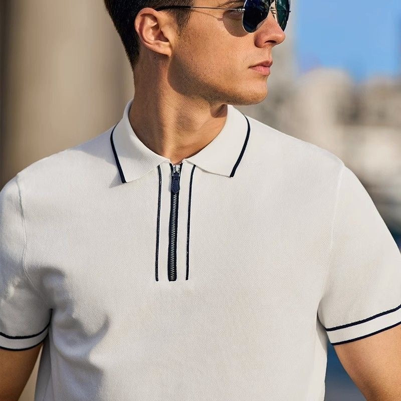 Polo Homme Casual Zip Fashion - Coton Manches Courtes Été