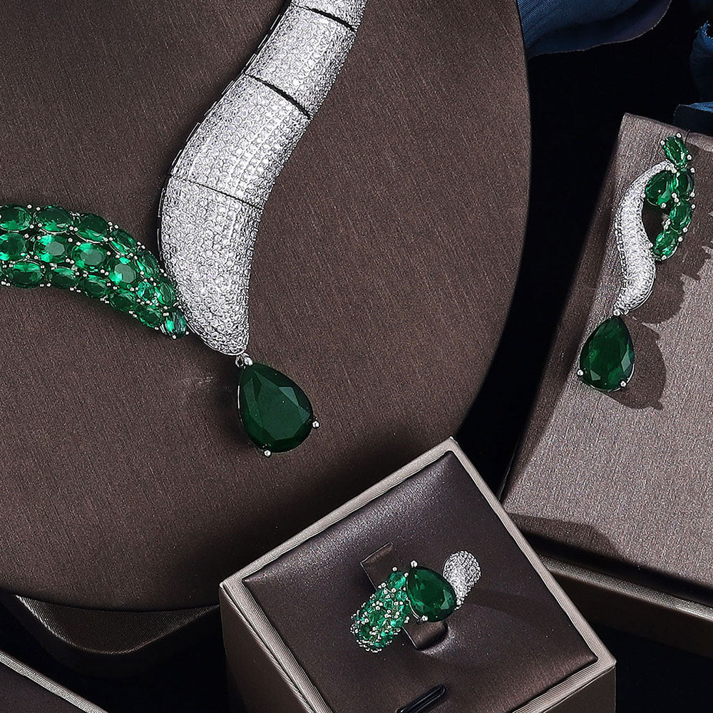 4 Piece Jewelry Set - Necklace Earrings Ring Bracelet